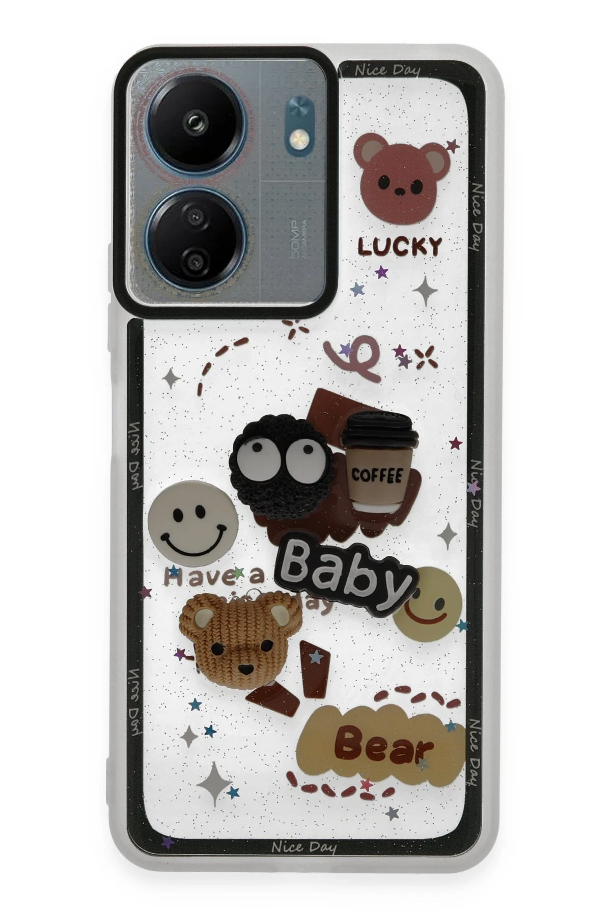 Newface Xiaomi Redmi 13C Kılıf Sweet Desenli Silikon Kapak - Sarı