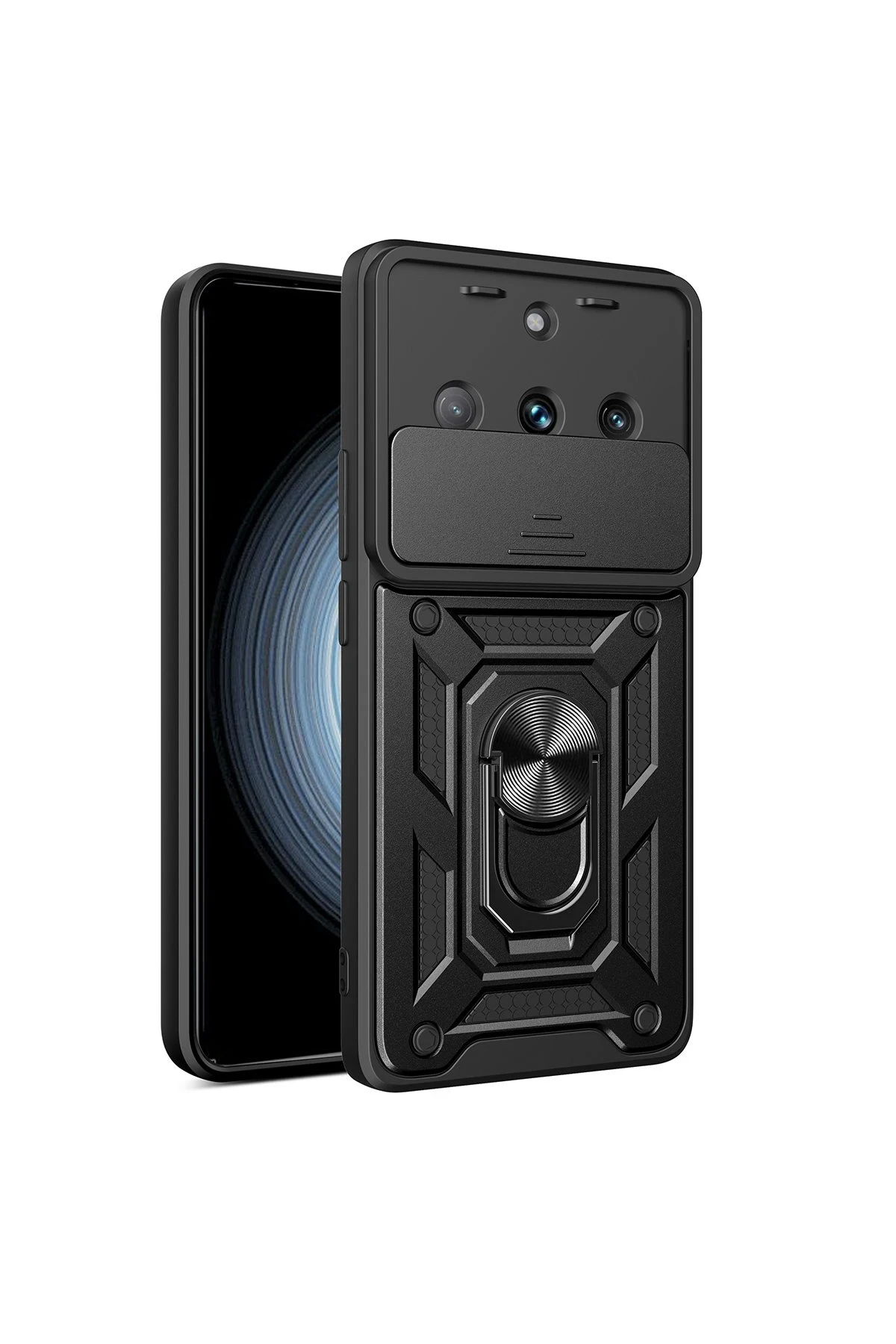 Newface Realme 11 Pro Kılıf Pars Lens Yüzüklü Silikon - Siyah