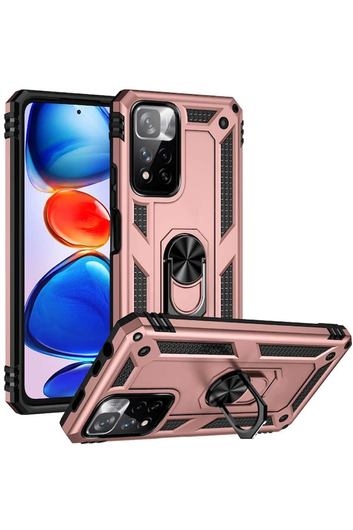 Newface Xiaomi Redmi Note 11 Pro Plus 5G Kılıf Sofya Yüzüklü Silikon Kapak - Rose