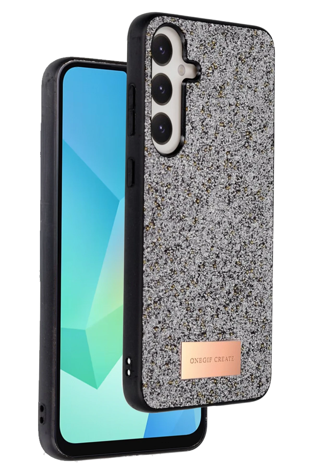 Onegif Samsung Galaxy A56 Bright Simli Kapak - Gümüş