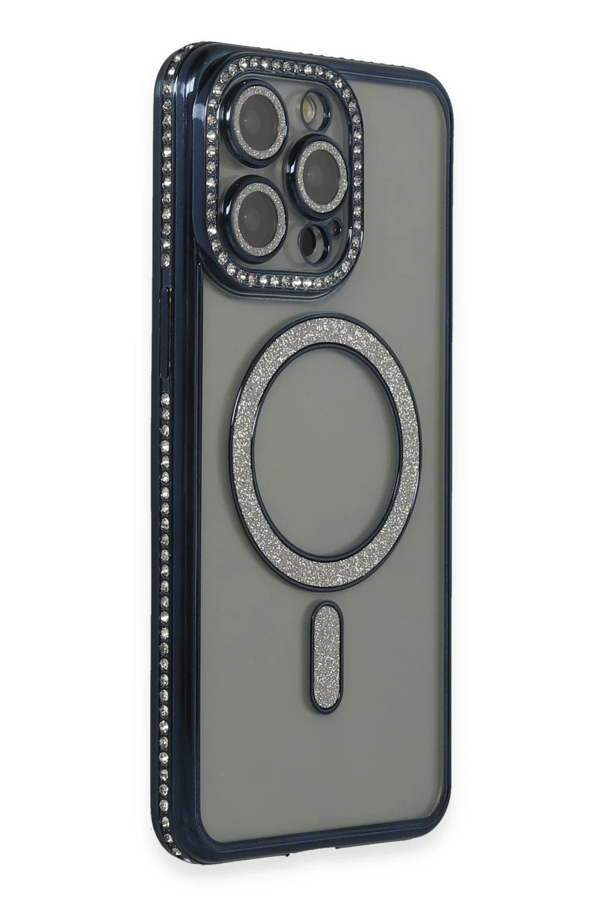 Newface iPhone 15 Pro Kılıf Joke Simli Magneticsafe Kılıf - Lacivert