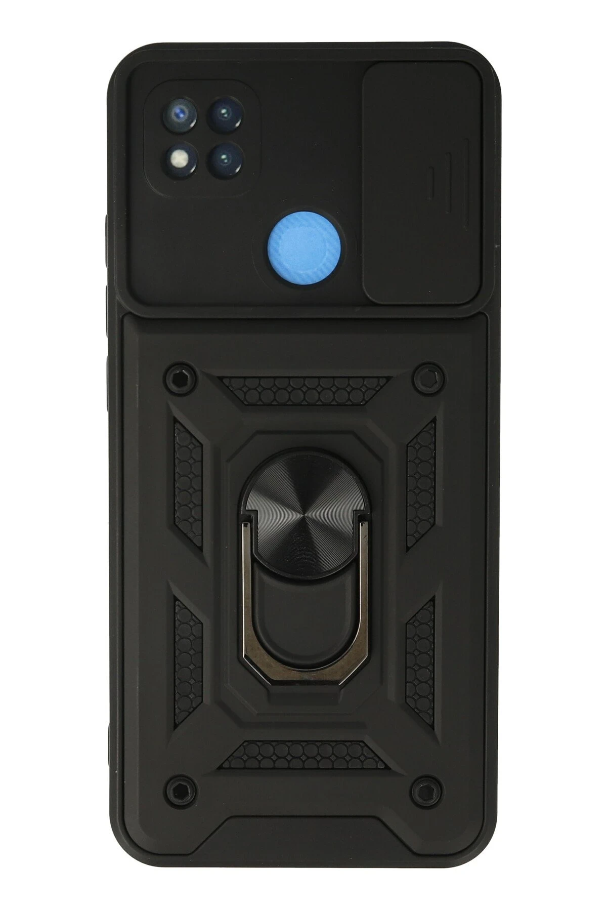 Newface Xiaomi Redmi 9C Kılıf Pars Lens Yüzüklü Silikon - Siyah