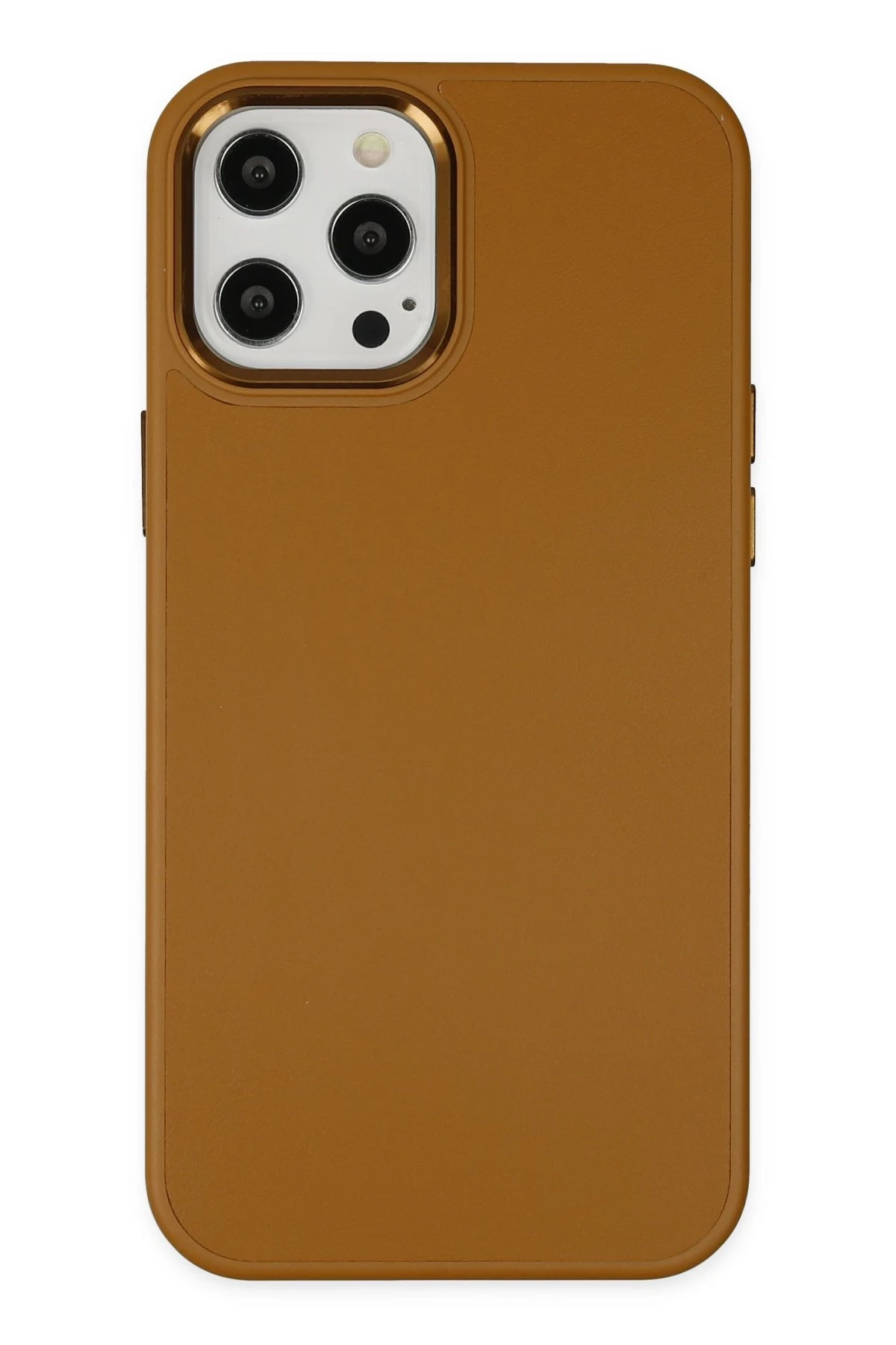 Newface iPhone 12 Pro Max Kılıf Asya Deri Silikon - Kahverengi
