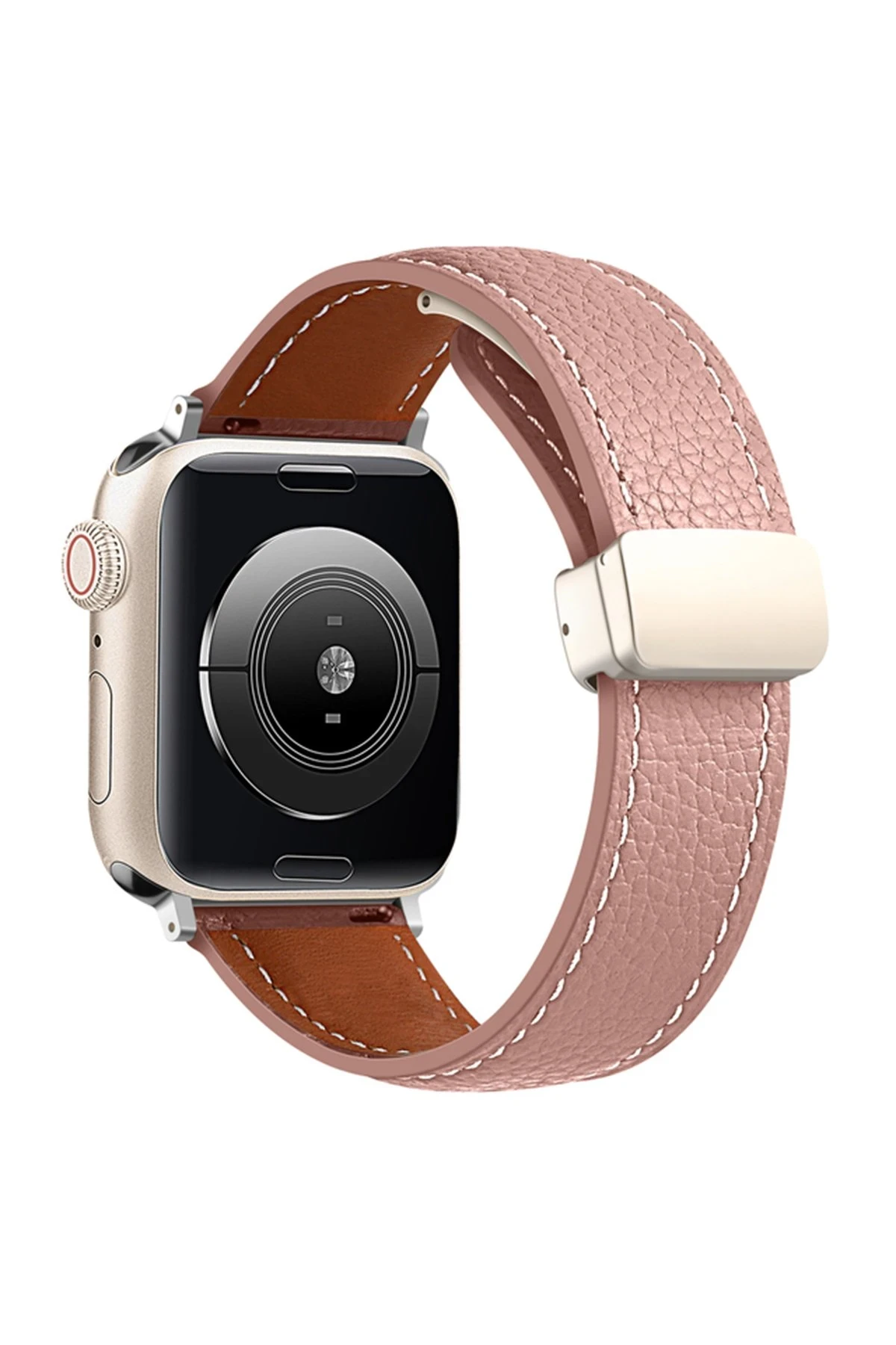 Newface Apple Watch 38mm KR414 Daks Deri Kordon - Pembe