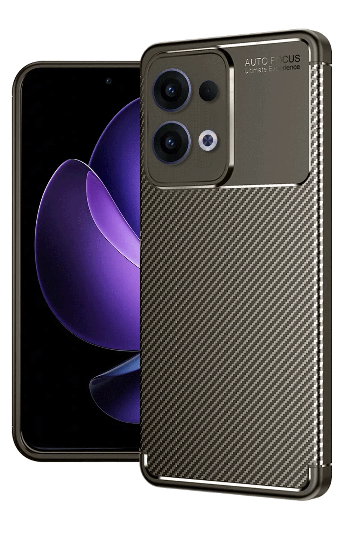 Newface Oppo Reno 13 Pro Kılıf Auto Focus Karbon Kapak - Kahverengi