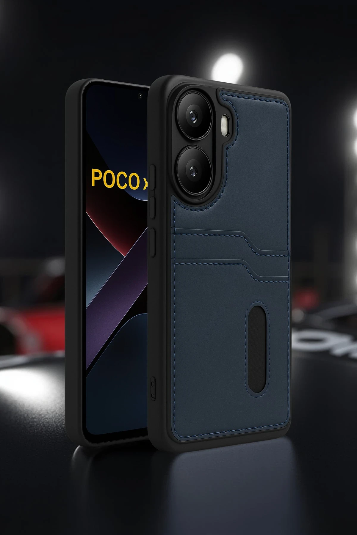 Newface Xiaomi Poco X7 Pro Kılıf Sara Kartvizitli Deri Kılıf - Lacivert