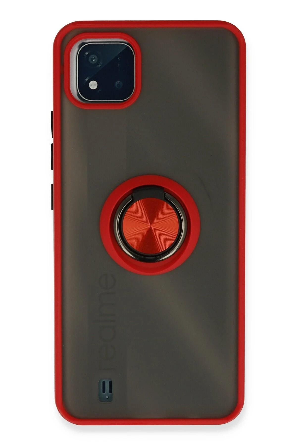 Newface Realme C11 2021 Kılıf Montreal Yüzüklü Silikon Kapak - Kırmızı