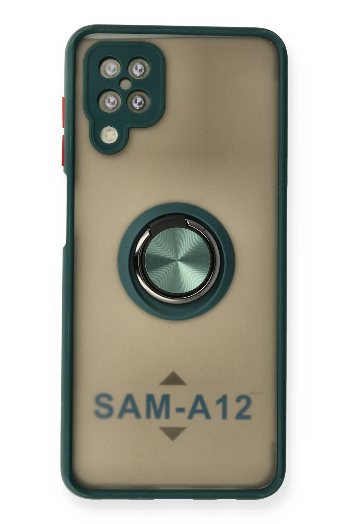 Newface Samsung Galaxy A12 Kılıf Montreal Yüzüklü Silikon Kapak - Yeşil