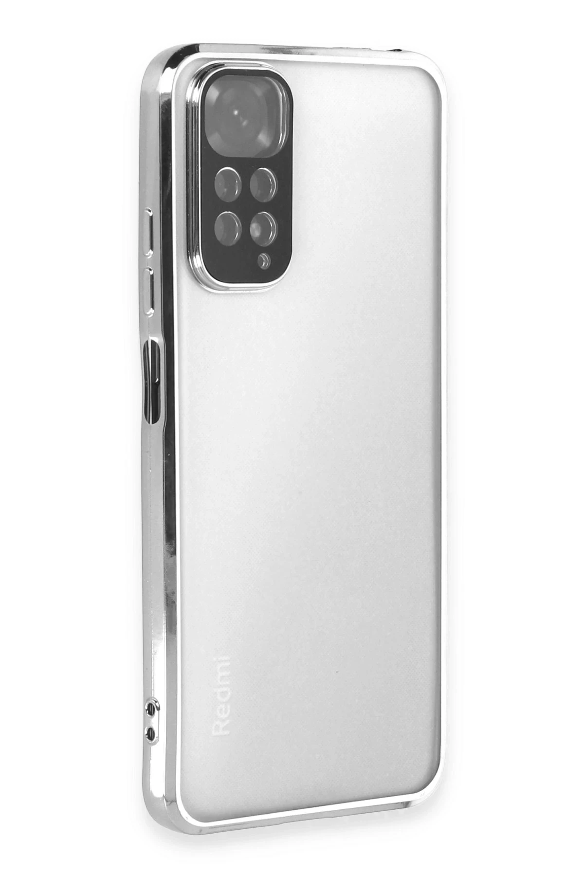 Newface Xiaomi Redmi Note 11 Kılıf Razer Lensli Silikon - Gümüş