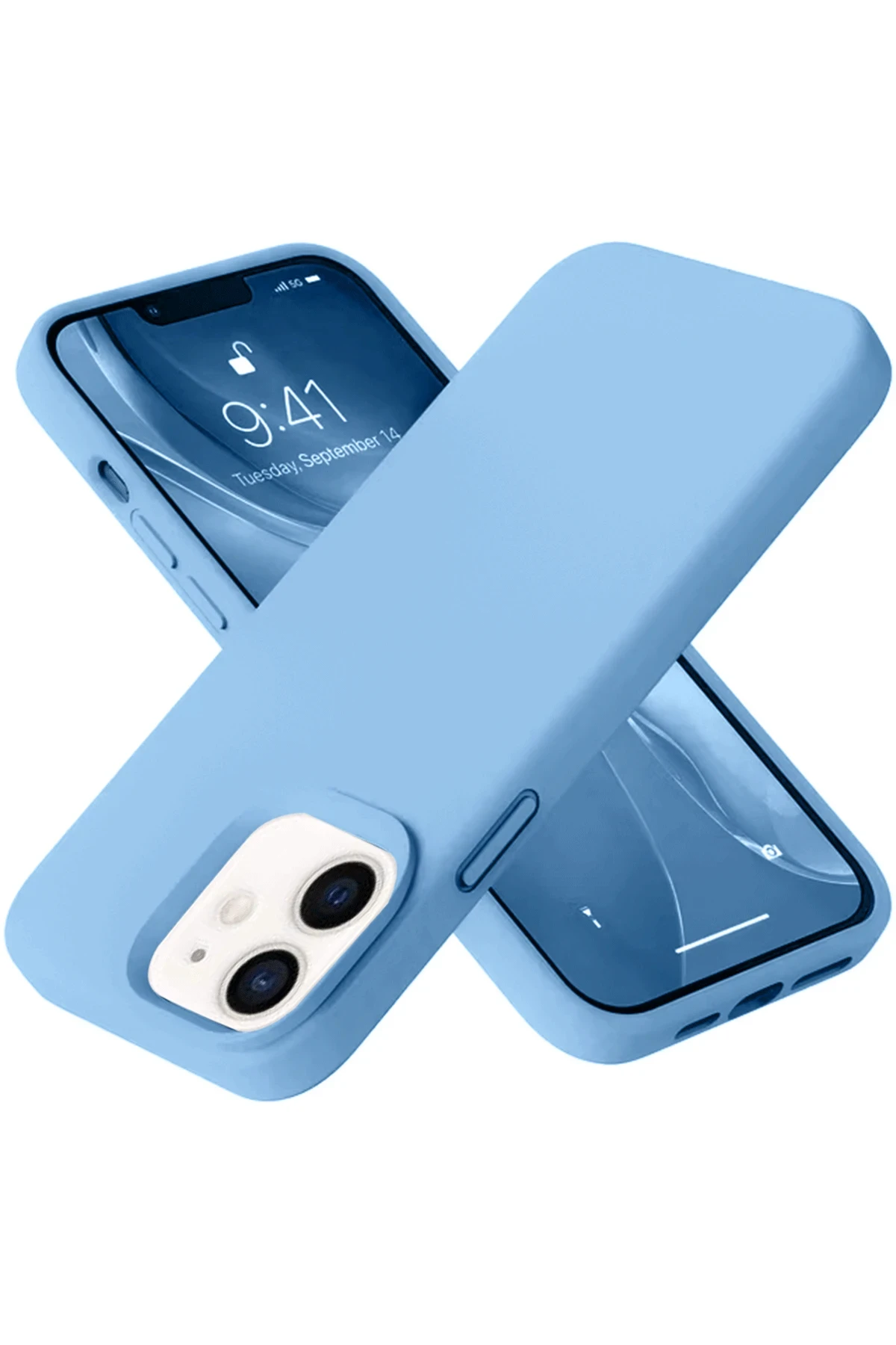 Newface iPhone 12 Kılıf Nano içi Kadife Silikon - Mavi
