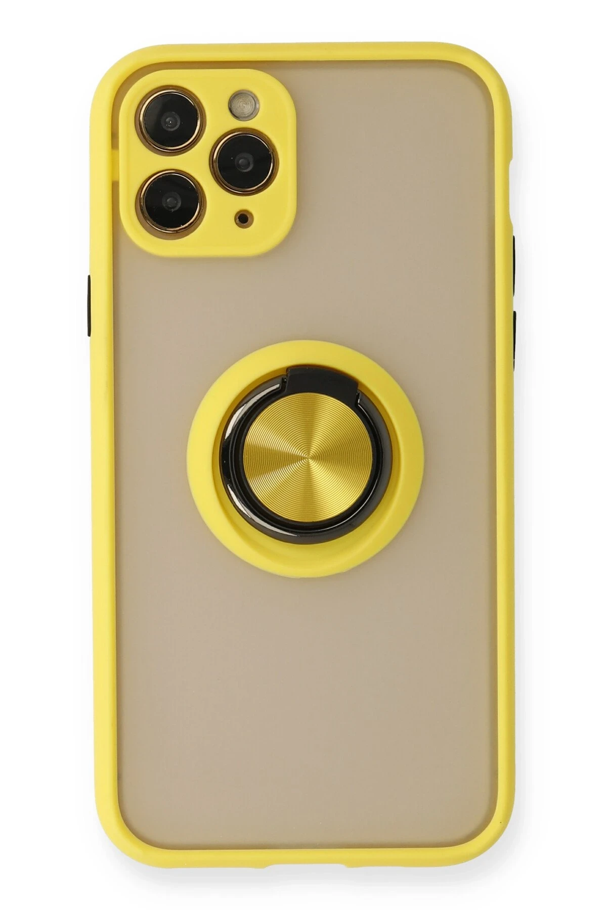 Newface iPhone 11 Pro Kılıf Montreal Yüzüklü Silikon Kapak - Sarı