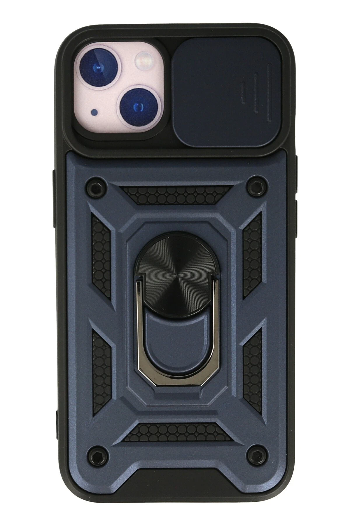 Newface iPhone 15 Kılıf Pars Lens Yüzüklü Silikon - Lacivert