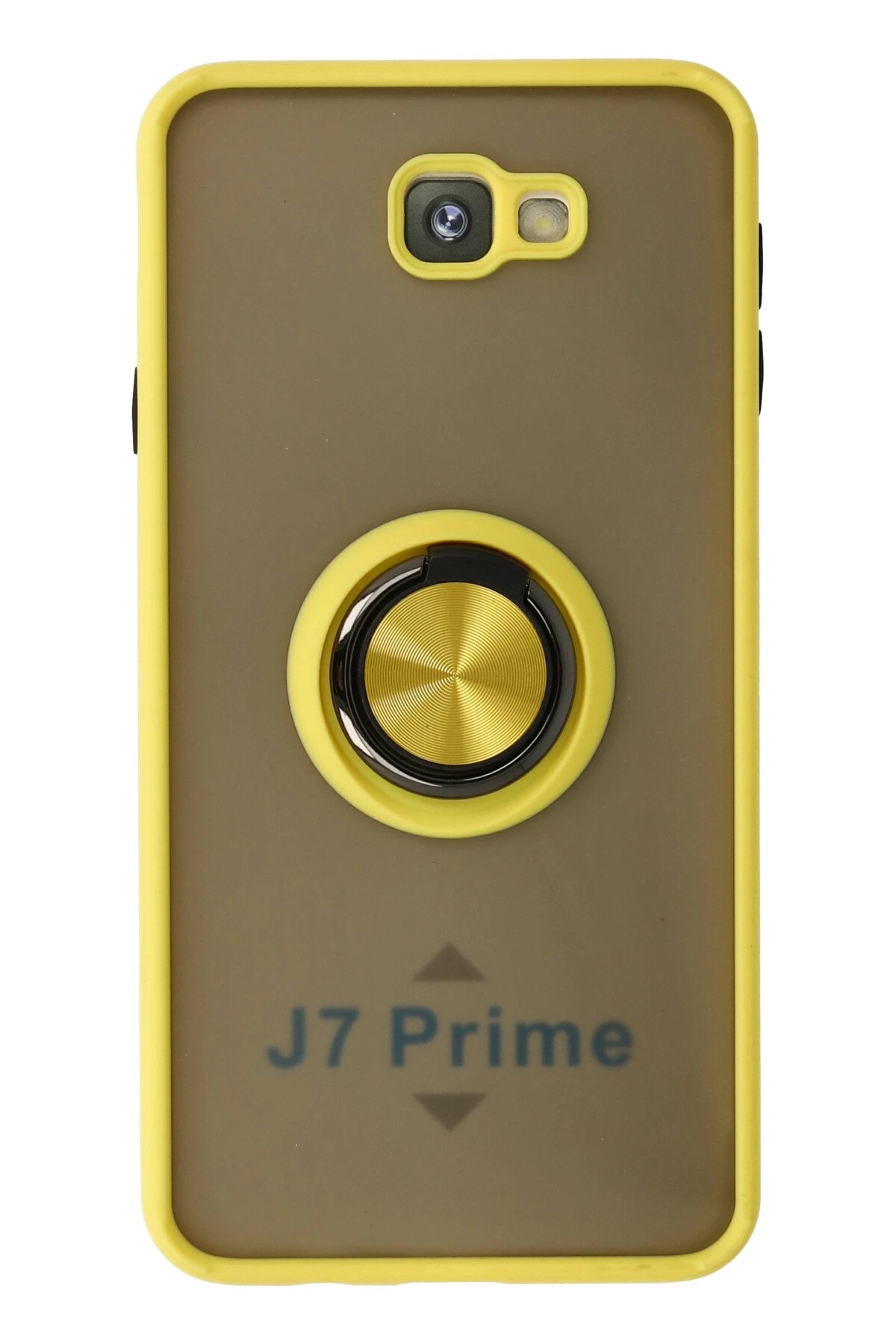 Newface Samsung Galaxy J7 Prime Kılıf Montreal Yüzüklü Silikon Kapak - Sarı