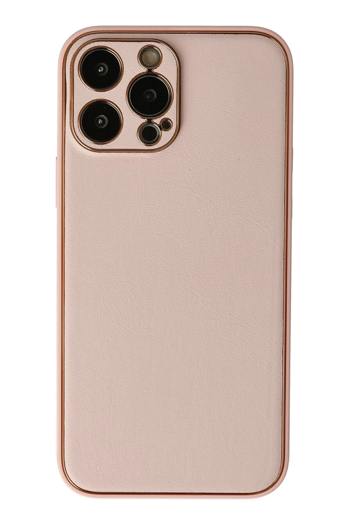 Newface iPhone 13 Pro Kılıf Coco Deri Silikon Kapak - Pudra