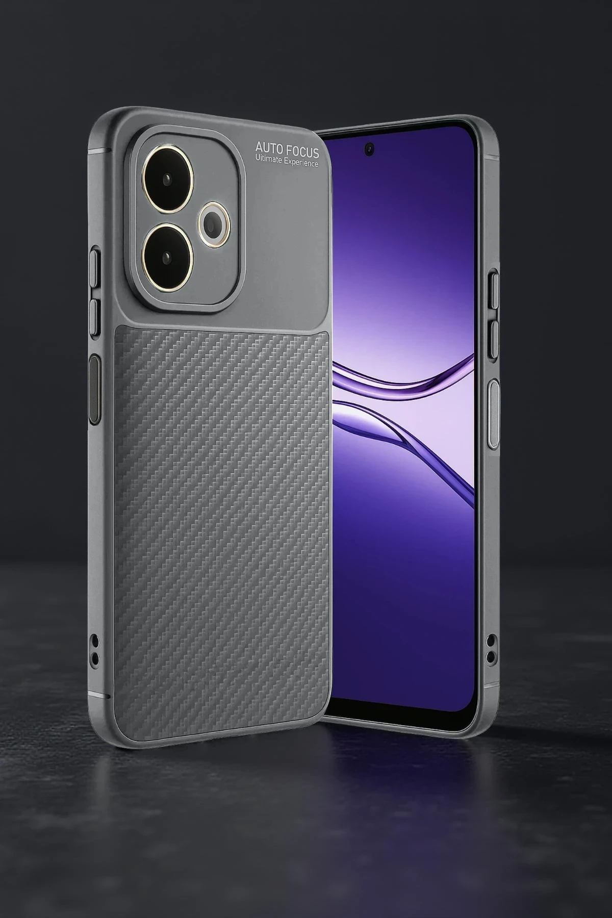 Newface Oppo A5 Pro 4G Kılıf Auto Focus Karbon Kapak - Gri
