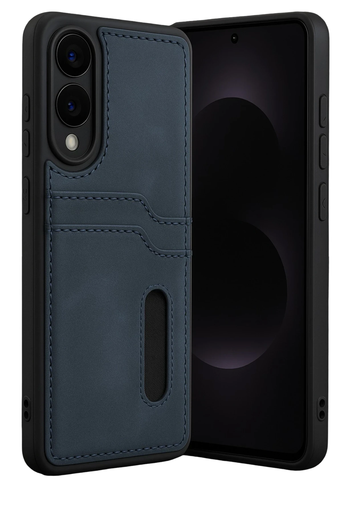 Newface Samsung Galaxy S25 Edge Sara Kartvizitli Deri Kılıf - Lacivert
