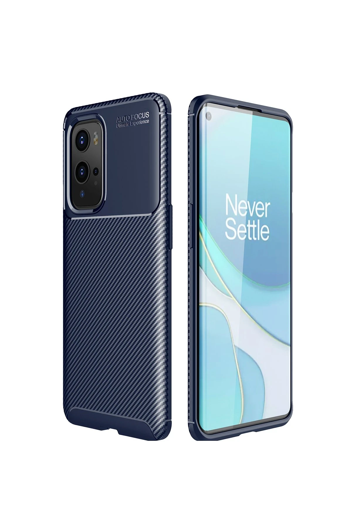 Newface One Plus 9 Pro Kılıf Auto Focus Karbon Kapak - Lacivert