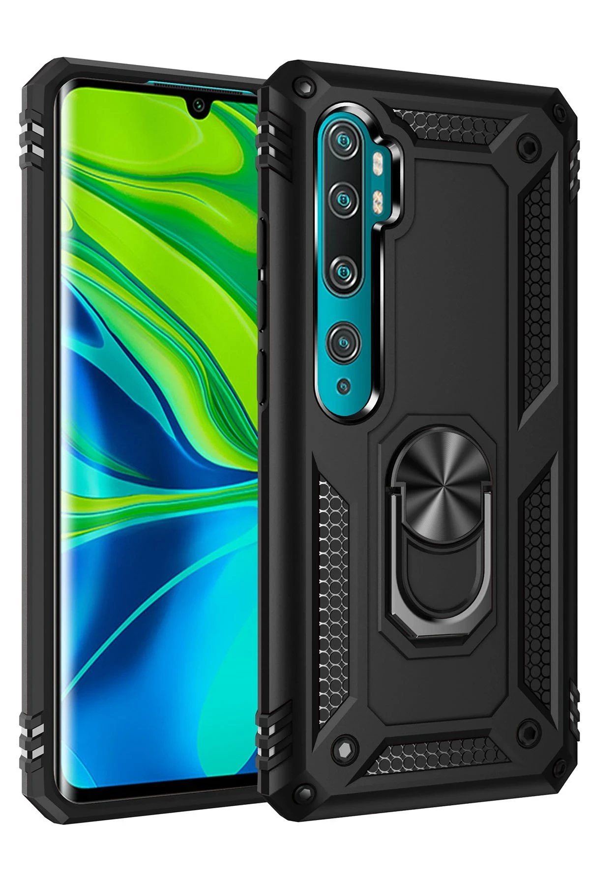 Newface Xiaomi Mi Note 10 Lite Kılıf Sofya Yüzüklü Silikon Kapak - Siyah