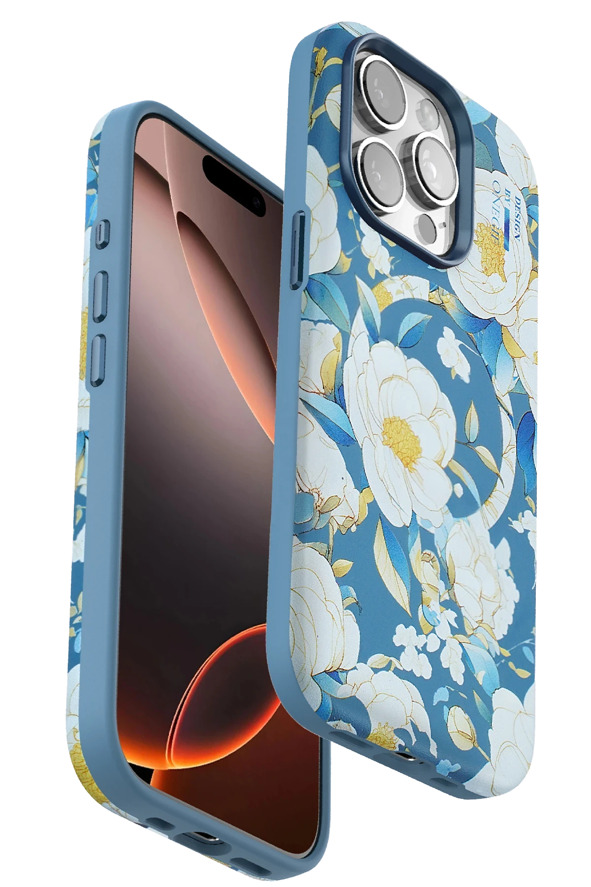 Onegif iPhone 15 Pro Flower Series Magsafe Kapak - Mavi