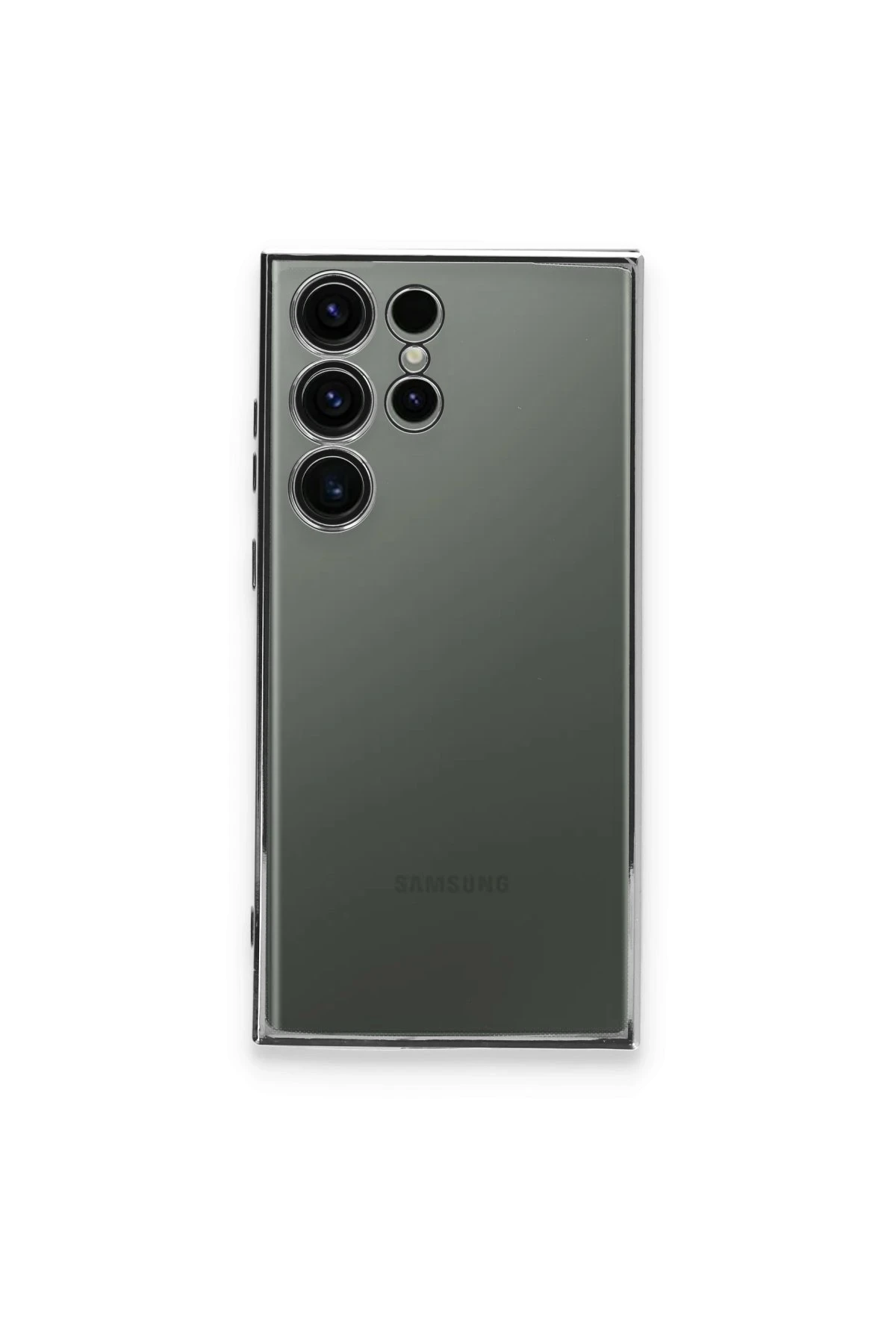 Newface Samsung Galaxy S23 Ultra Kılıf Razer Lensli Silikon - Gümüş