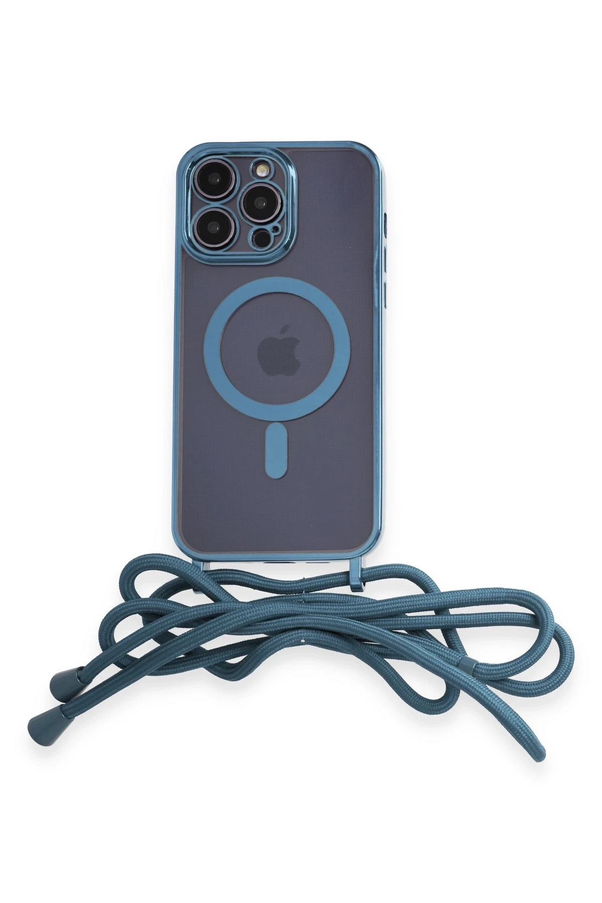 Newface iPhone 13 Pro Kılıf Divo Lazer Askılı Magsafe Kapak - Sierra Blue