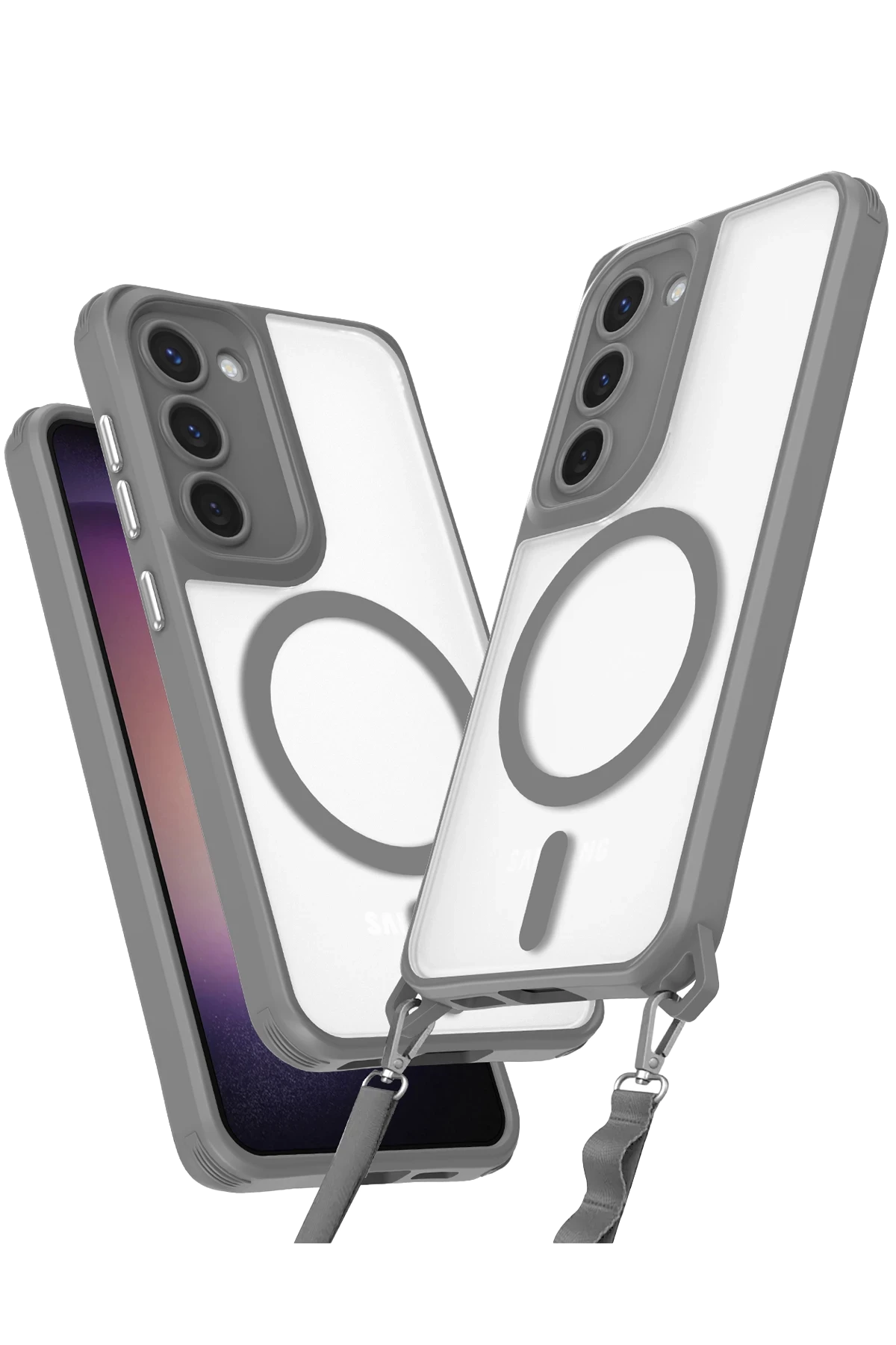 Newface Samsung Galaxy S23 Kılıf Enka Magsafe Silikon Kılıf - Titan Gri