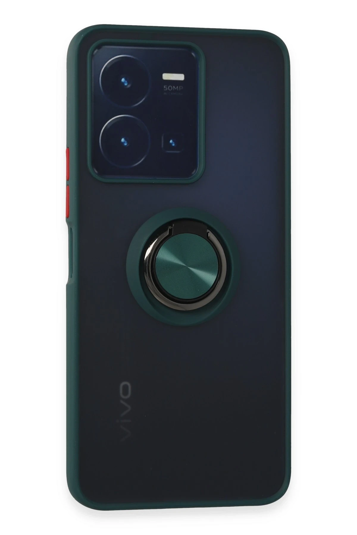 Newface Vivo Y35 Kılıf Montreal Yüzüklü Silikon Kapak - Yeşil