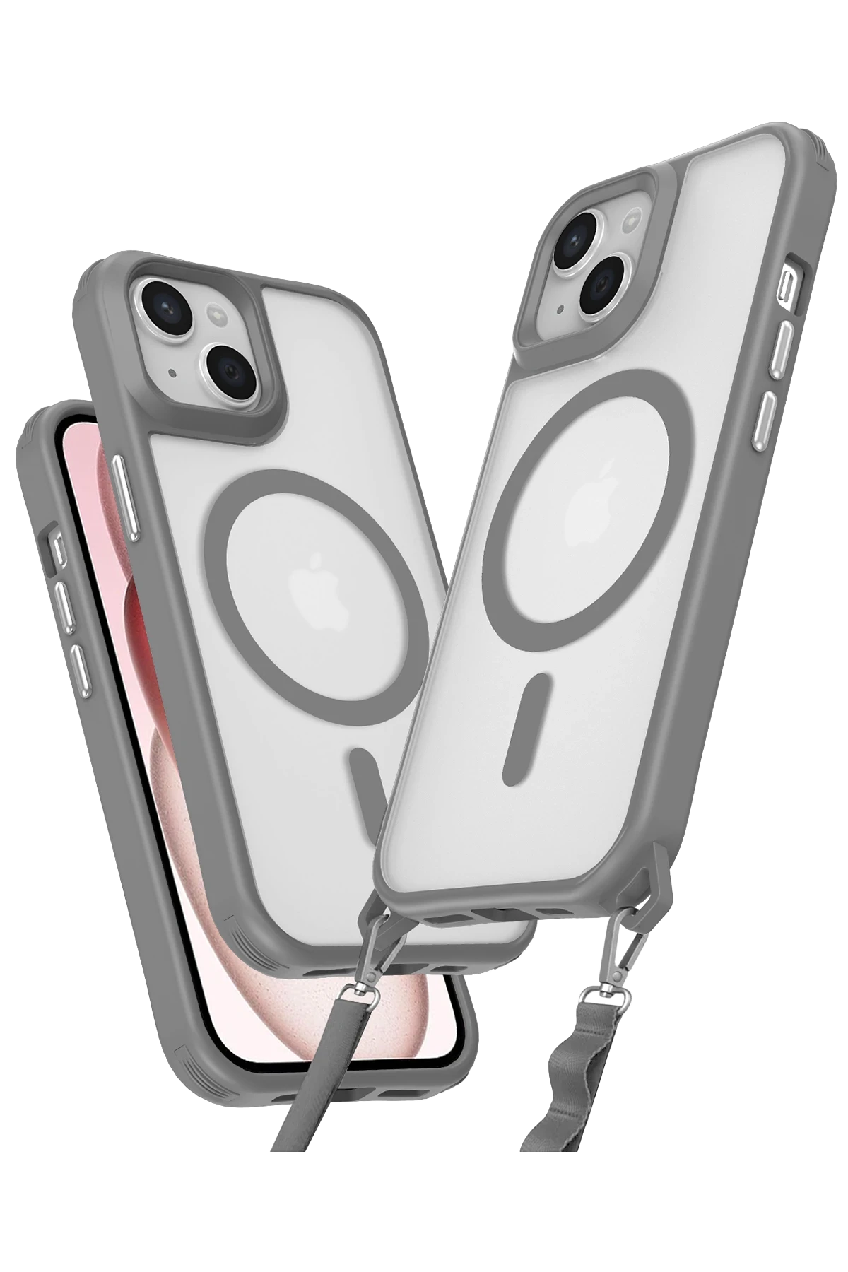 Newface iPhone 15 Plus Kılıf Enka Magsafe Silikon Kılıf - Titan Gri