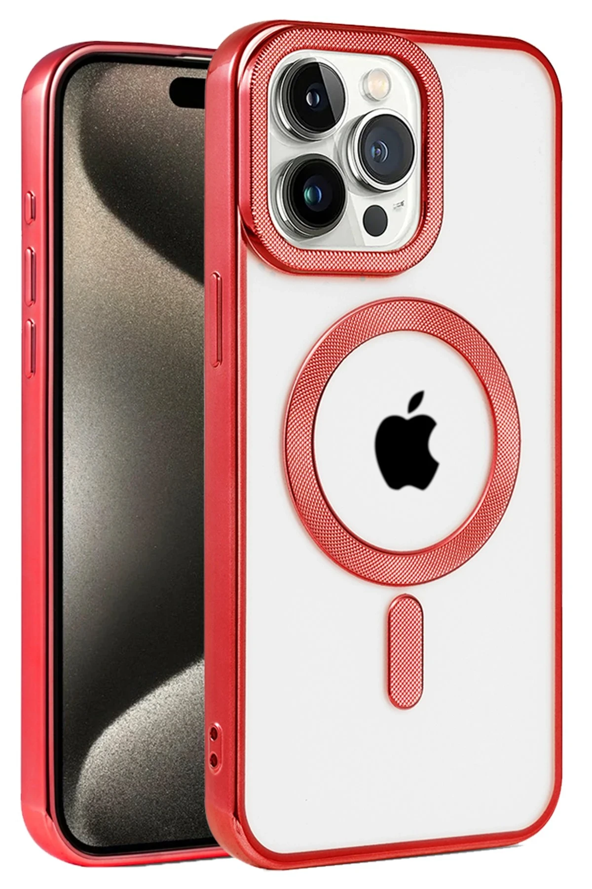 Newface iPhone 15 Pro Max Kılıf Kronos Magsafe Kapak - Kırmızı