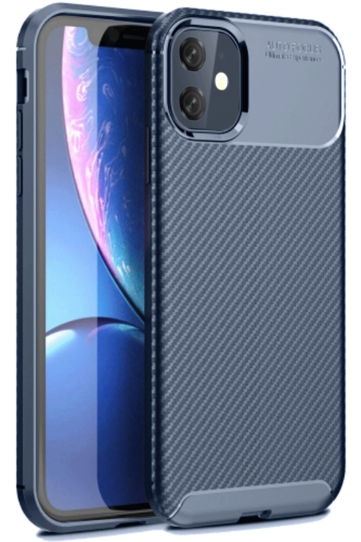 Newface iPhone 11 Kılıf Auto Focus Karbon Kapak - Lacivert
