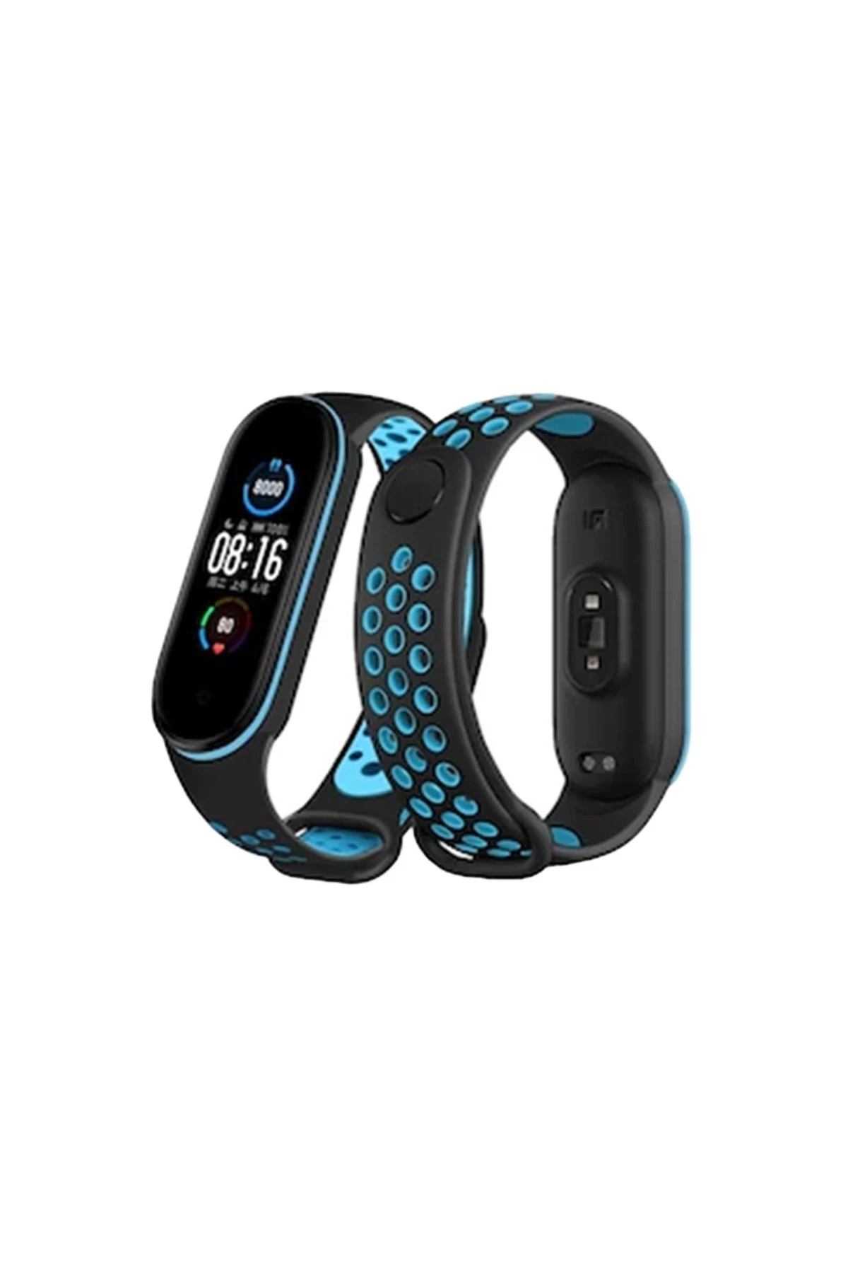 Newface Xiaomi Mi Band 6 Spor Delikli Kordon - Siyah-Mavi