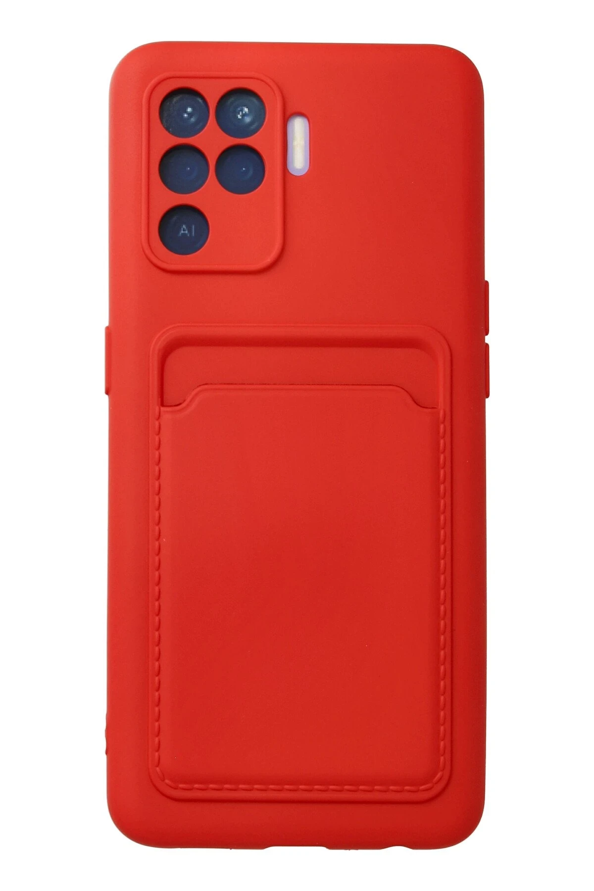 Newface Oppo Reno 5 Lite Kılıf Kelvin Kartvizitli Silikon - Kırmızı