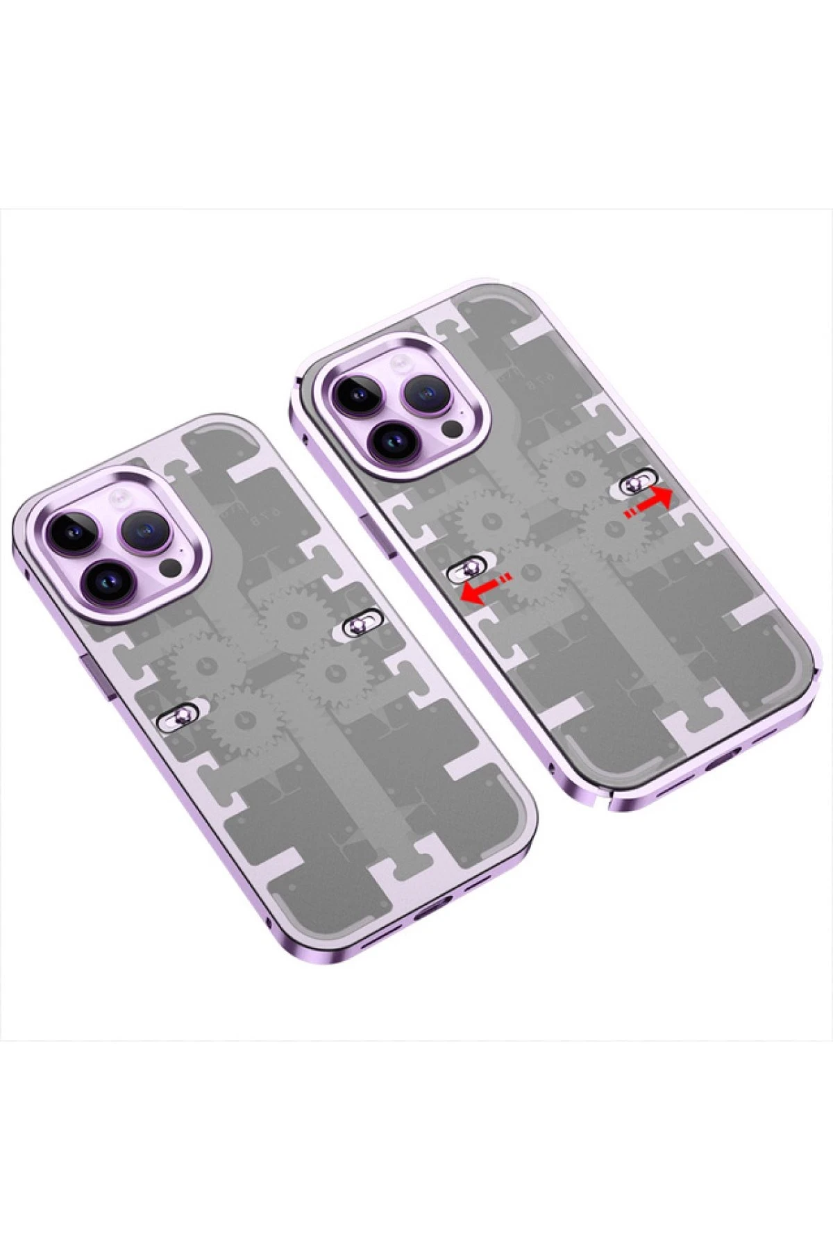 Newface iPhone 13 Pro Kılıf Mekanik Bumper Kapak - Derin Mor