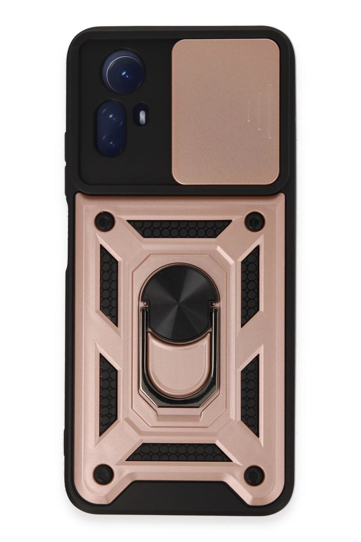 Newface Xiaomi Redmi Note 12S Kılıf Pars Lens Yüzüklü Silikon - Rose Gold