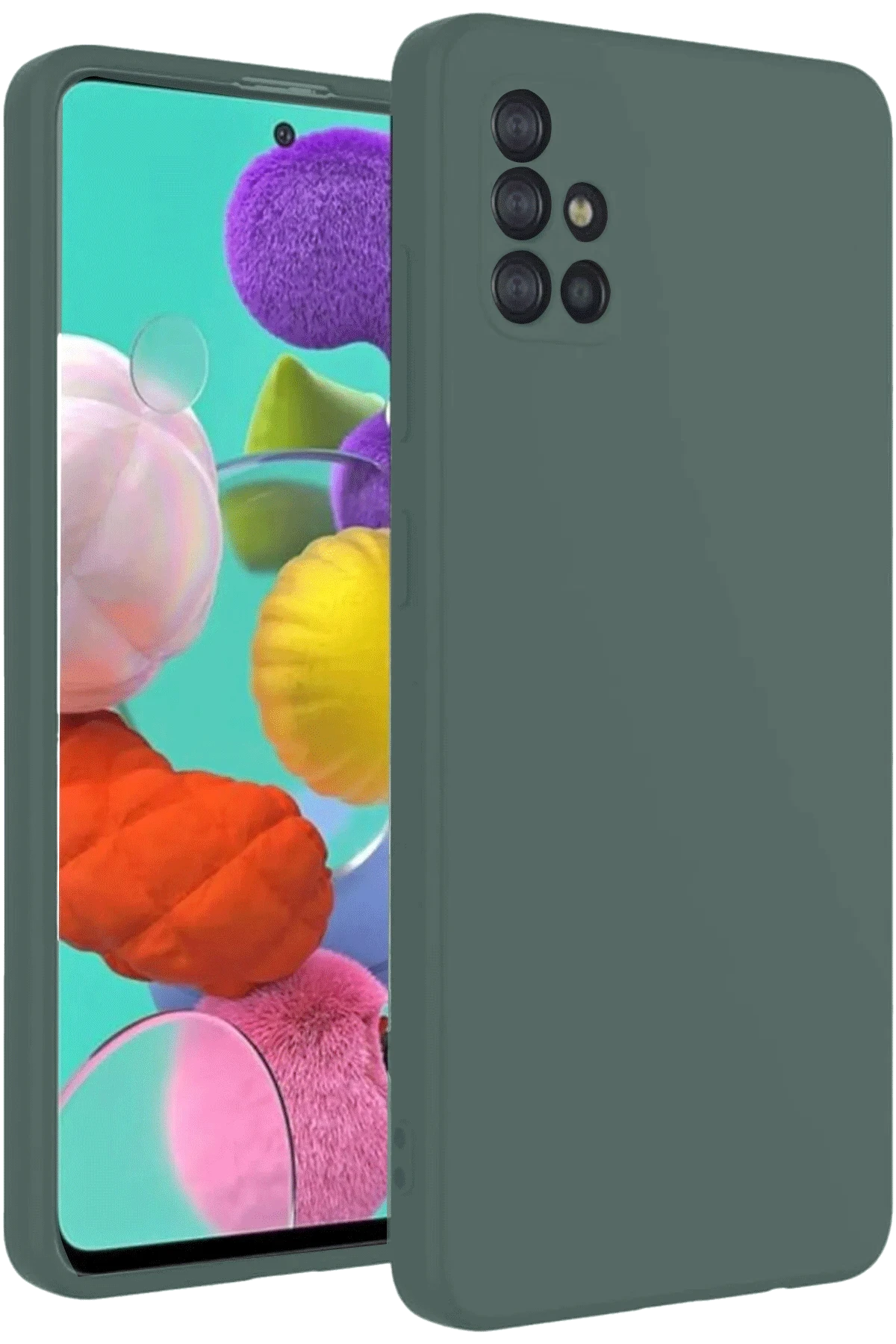 Newface Samsung Galaxy A31 Kılıf Nano içi Kadife Silikon - Koyu Yeşil