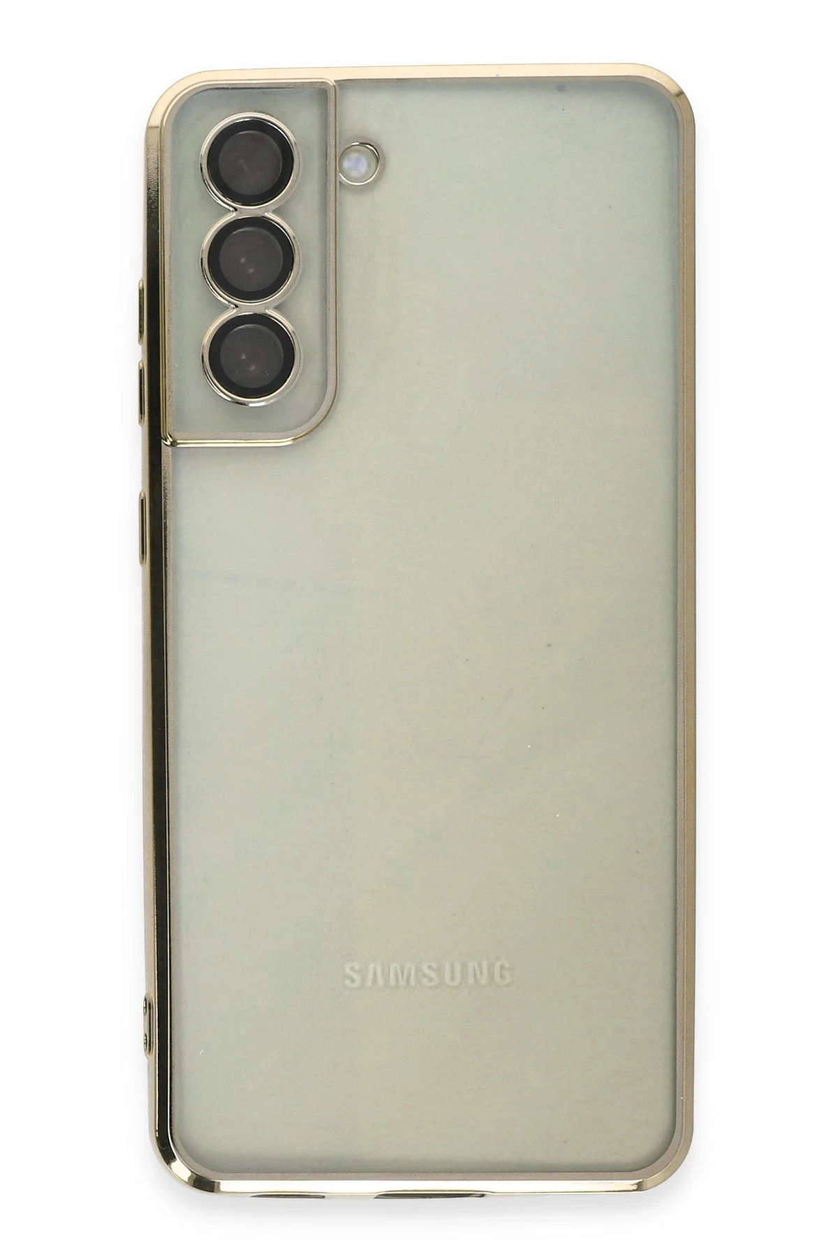 Newface Samsung Galaxy S21 FE Kılıf Razer Lensli Silikon - Gold
