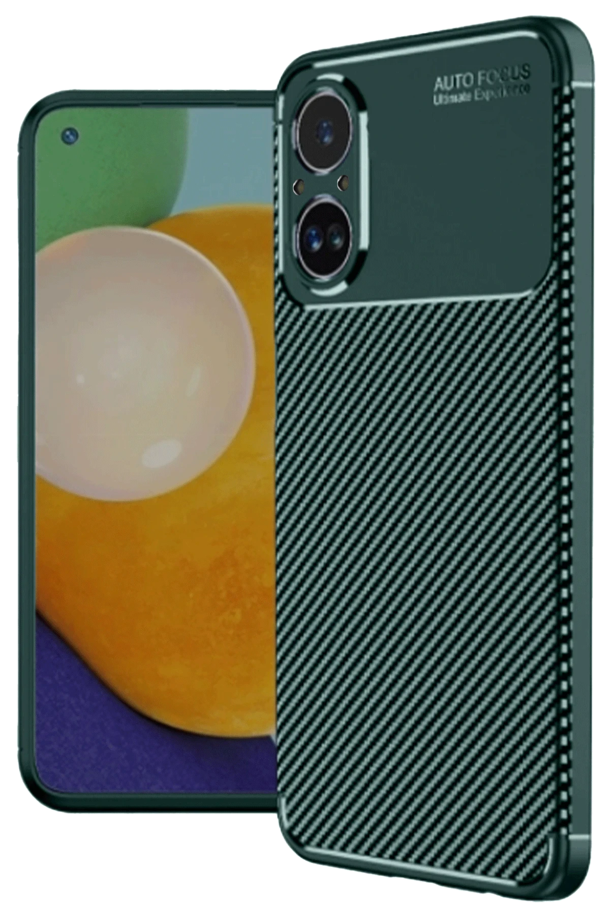 Newface Realme 12 Lite Kılıf Auto Focus Karbon Kapak - Koyu Yeşil