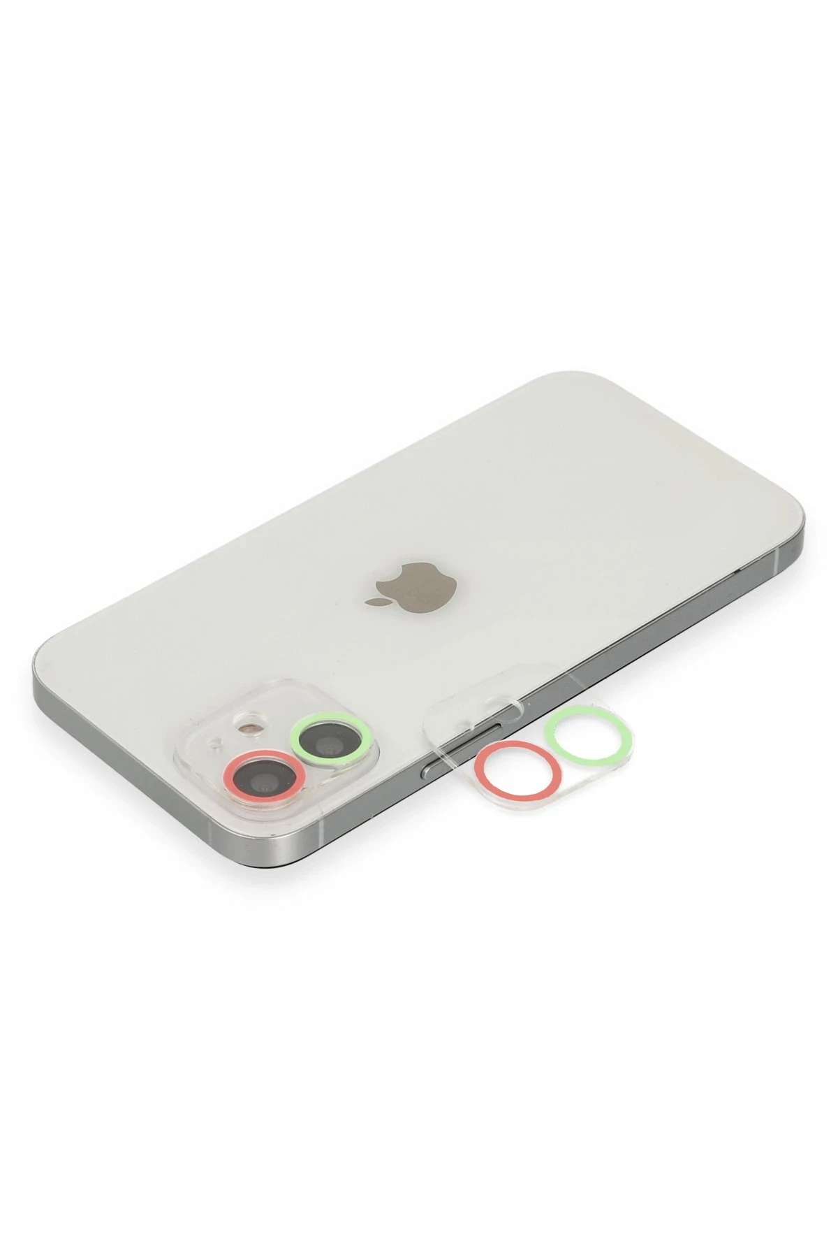 Newface iPhone 12 Mini Renkli Kamera Lens Koruma Cam - Yeşil-Pembe