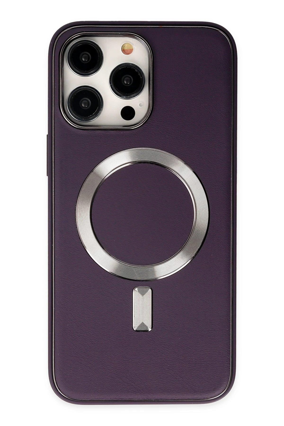 Newface iPhone 13 Pro Kılıf Coco Deri Magneticsafe Silikon - Derin Mor