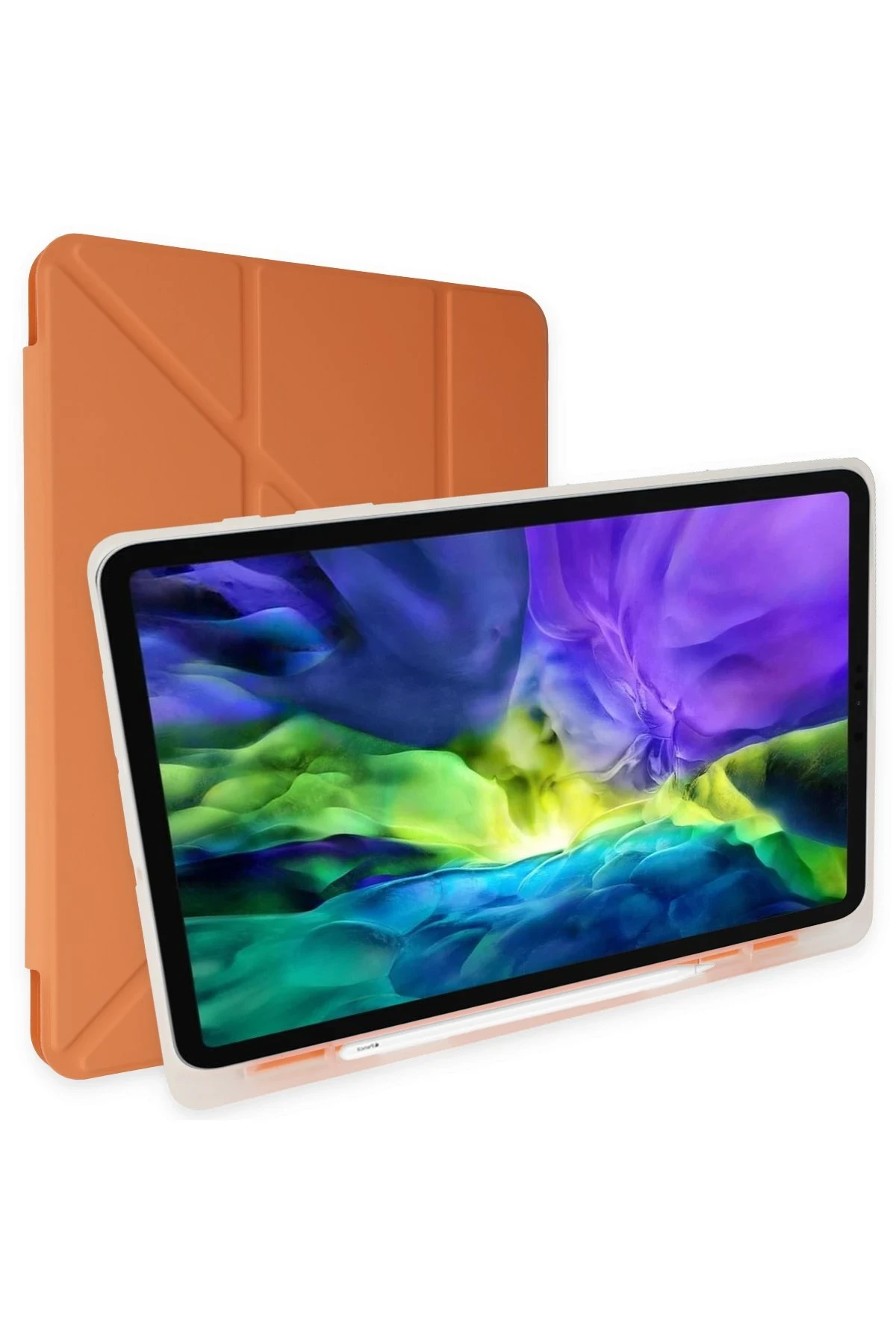 Newface Samsung Galaxy P610 Tab S6 Lite 10.4 Kılıf Kalemlikli Mars Tablet Kılıfı - Turuncu