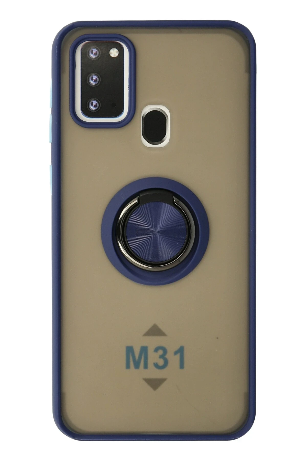 Newface Samsung Galaxy M31 Kılıf Montreal Yüzüklü Silikon Kapak - Lacivert