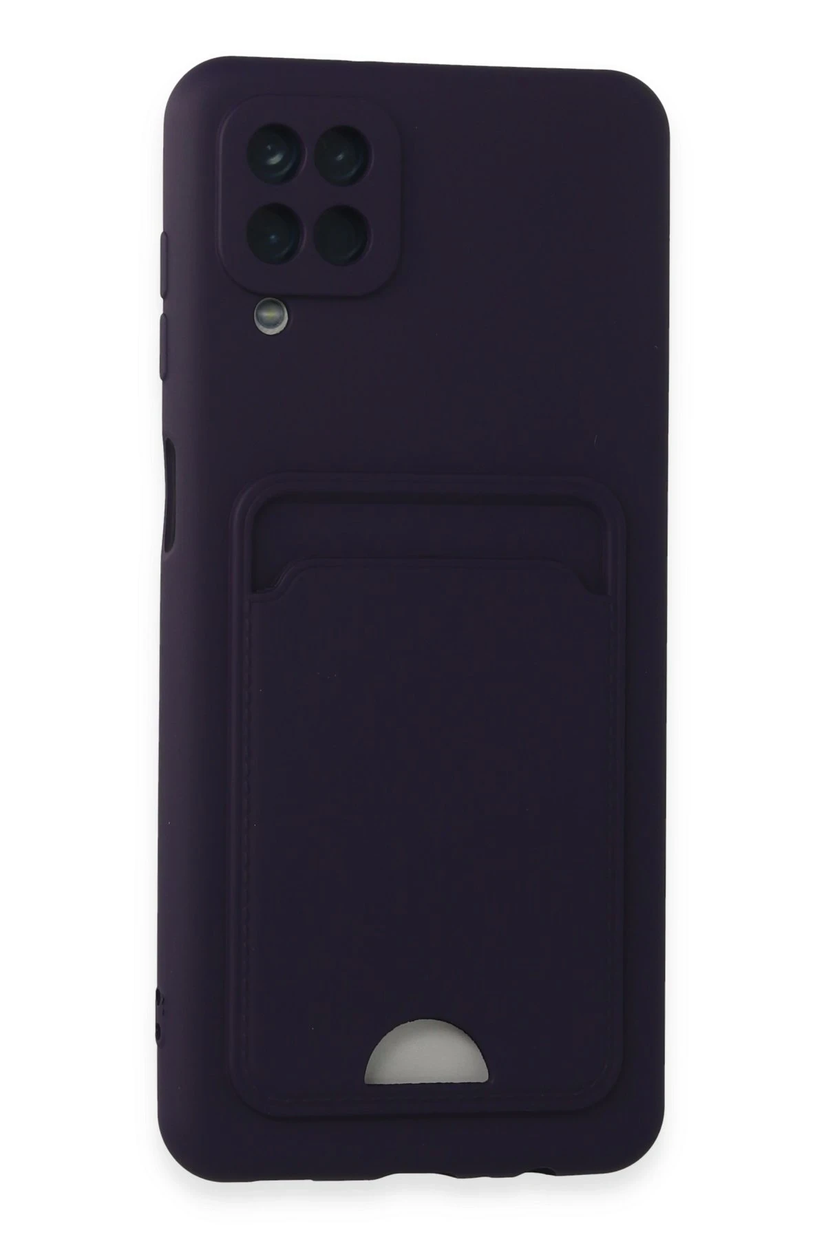 Newface Samsung Galaxy A12 Kılıf Kelvin Kartvizitli Silikon - Derin Mor
