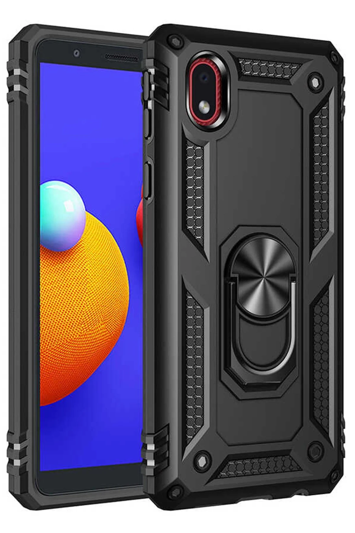 Newface Samsung Galaxy A01 Core Kılıf Sofya Yüzüklü Silikon Kapak - Siyah