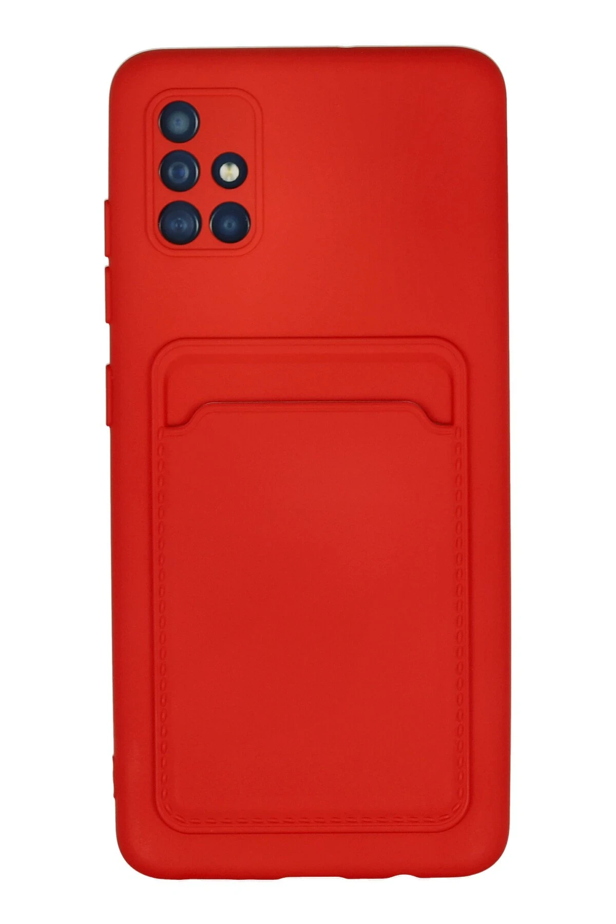Newface Samsung Galaxy A51 Kılıf Kelvin Kartvizitli Silikon - Kırmızı