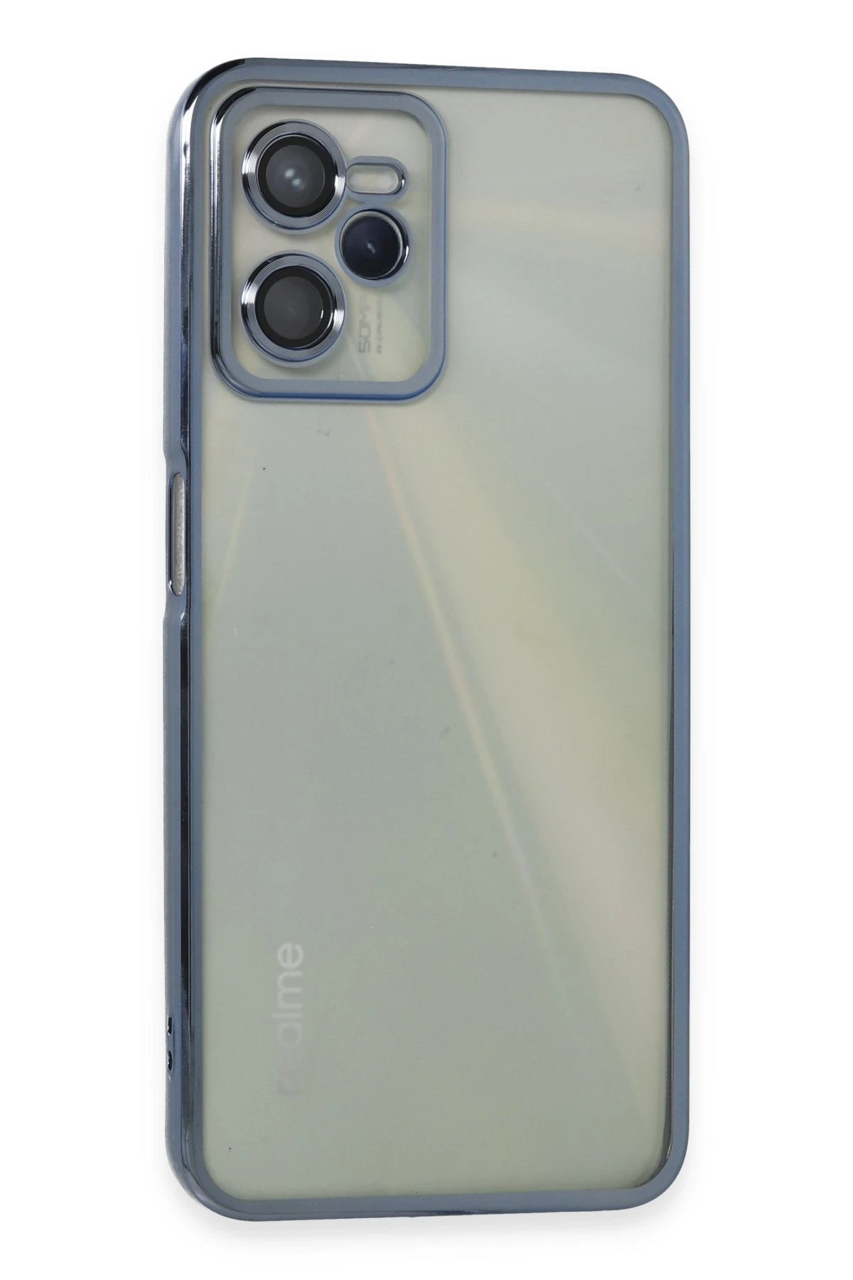 Newface Realme C35 Kılıf Razer Lensli Silikon - Açık Mavi