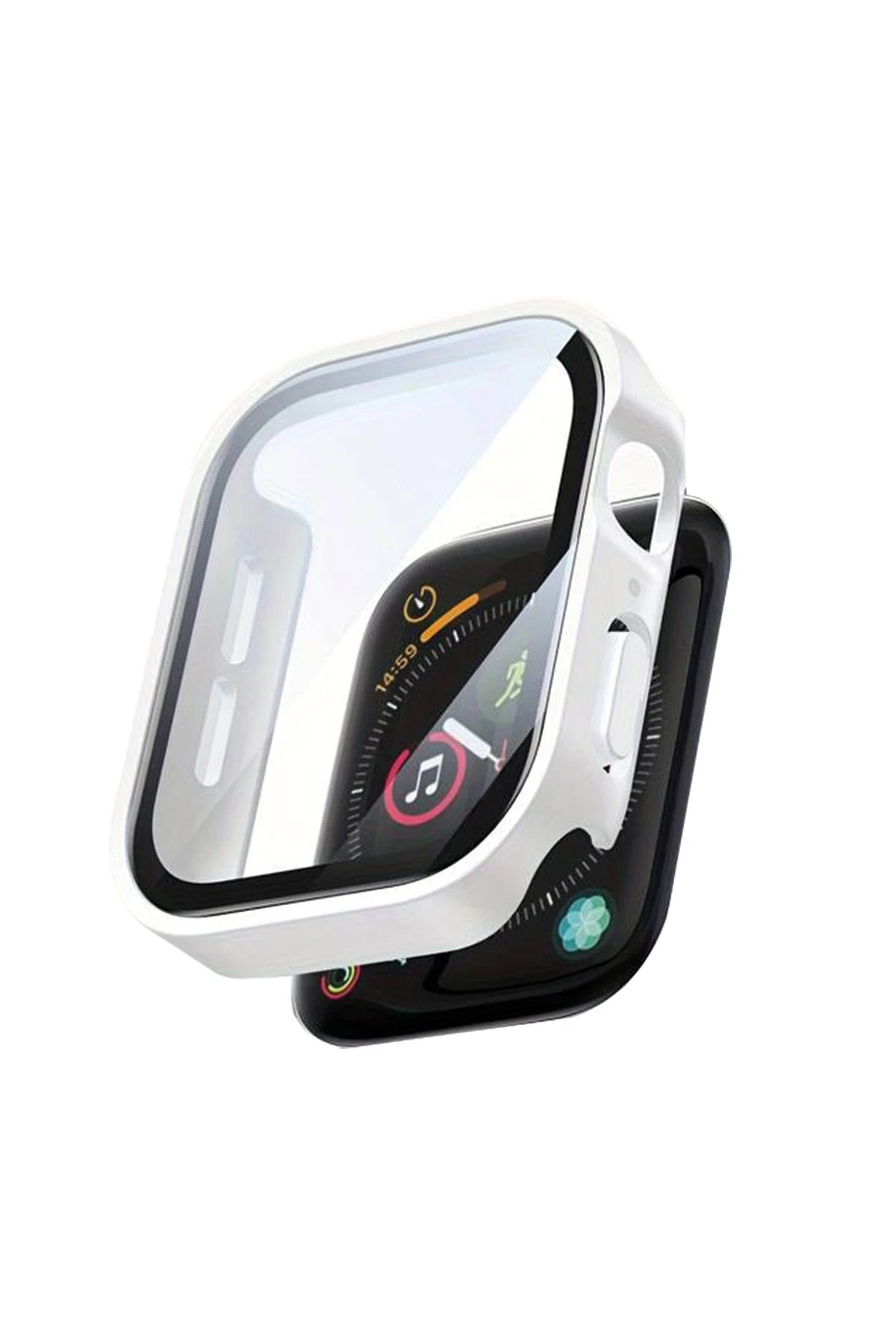 Newface Apple Watch 38mm Camlı Kasa Ekran Koruyucu - Beyaz