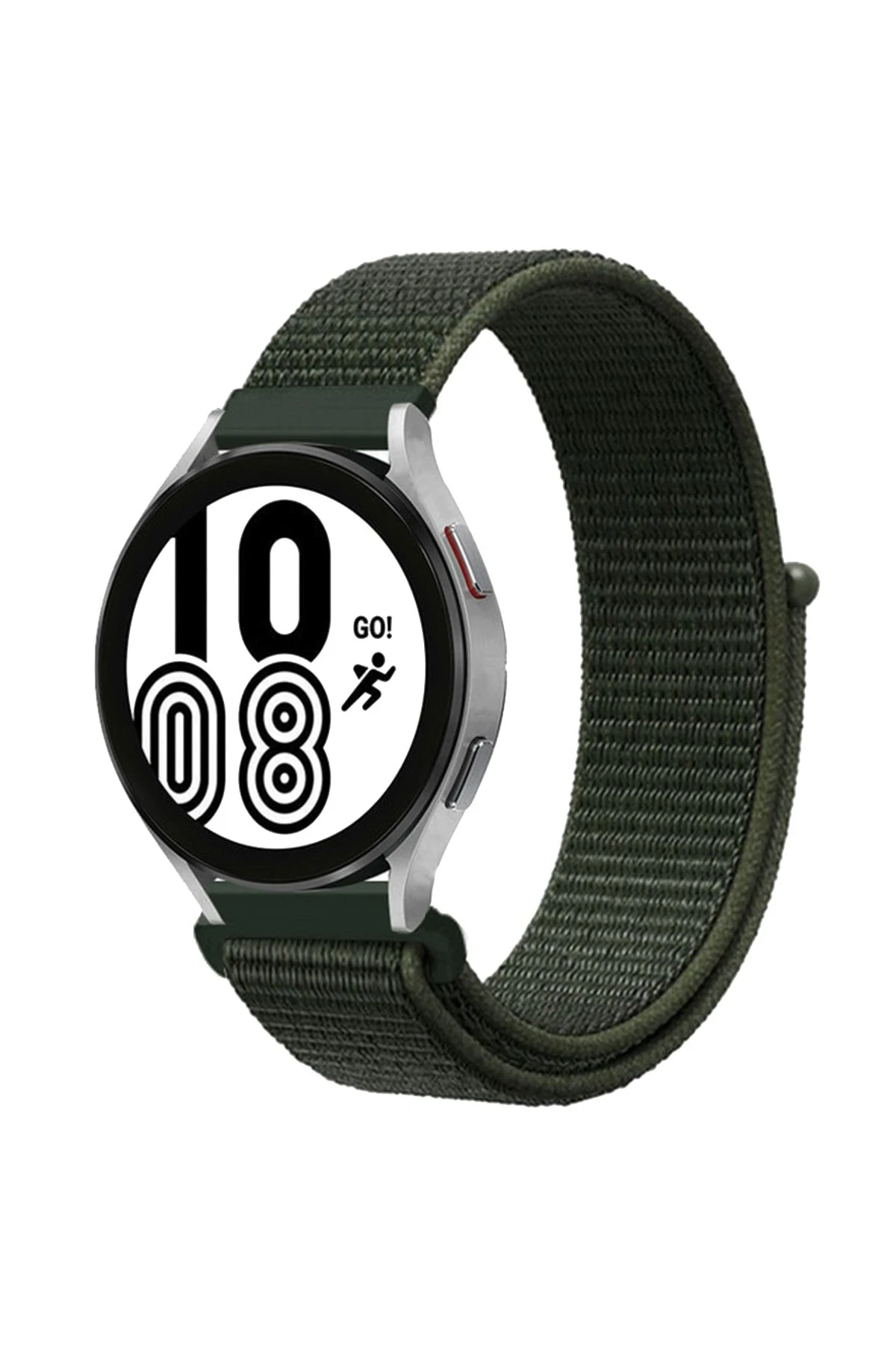 Newface Samsung Galaxy Watch 4 Hasırlı Cırtcırtlı Kordon - Haki Yeşil