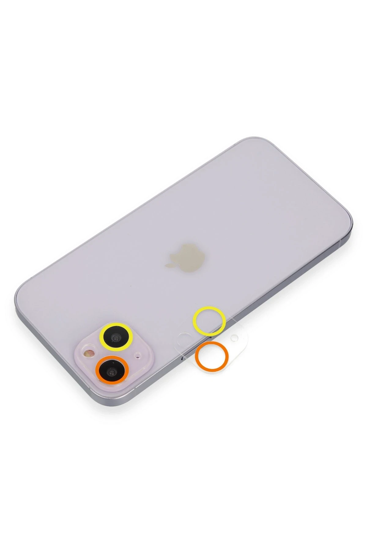 Newface iPhone 14 Plus Renkli Kamera Lens Koruma Cam - Sarı-Turuncu