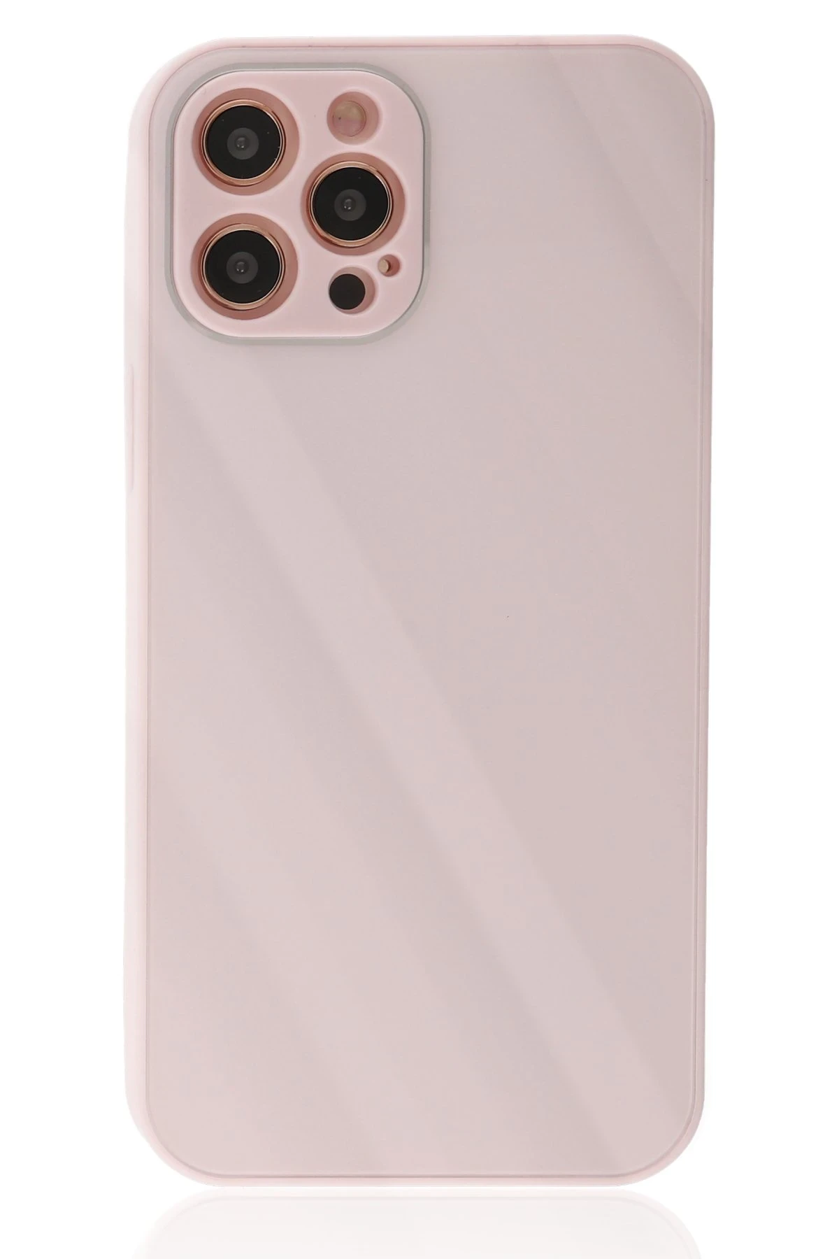 Newface iPhone 12 Pro Max Kılıf Glass Kapak - Pembe