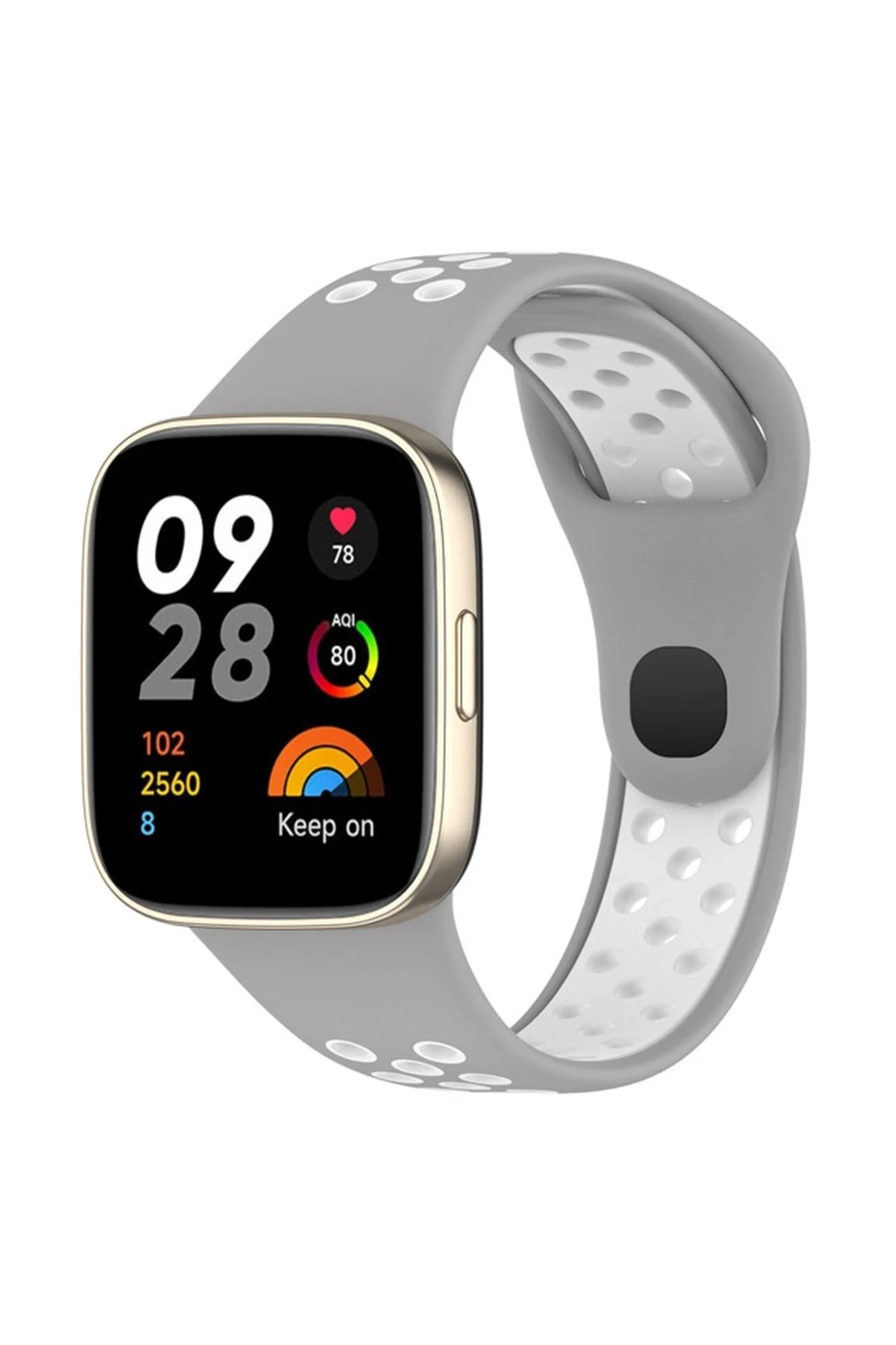 Newface Xiaomi Redmi Watch 3 Spor Delikli Kordon - Gri-Beyaz
